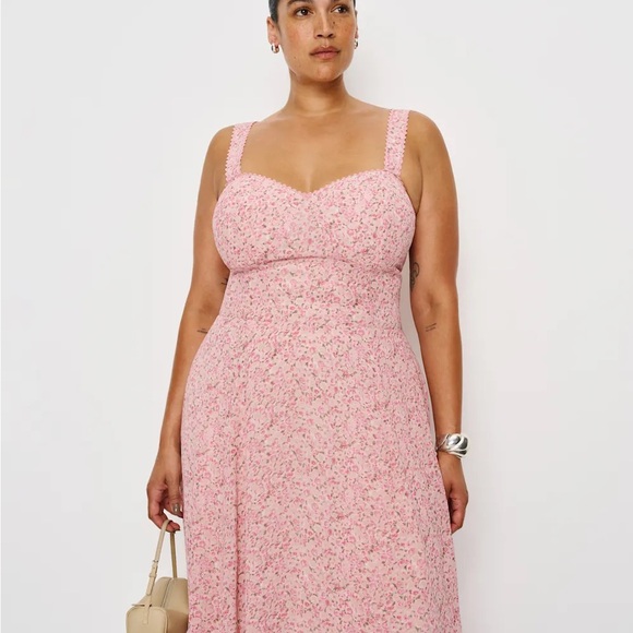 Reformation Lela Dress Pink Floral Women's Dress size 16 - Picture 2 of 4